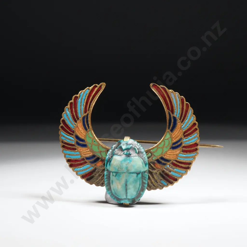 Antique .800 Silver Egyptian Revival Scarab Brooch Image 1++