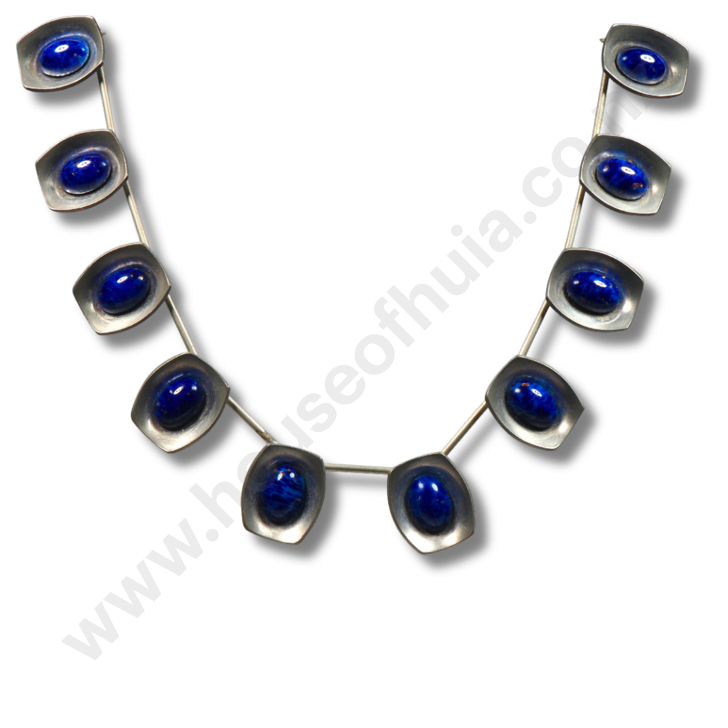 Exquisite Jurgen Jensen Pewter & Cabochon Glass Necklace in Youngs Jewellers box Image 1++