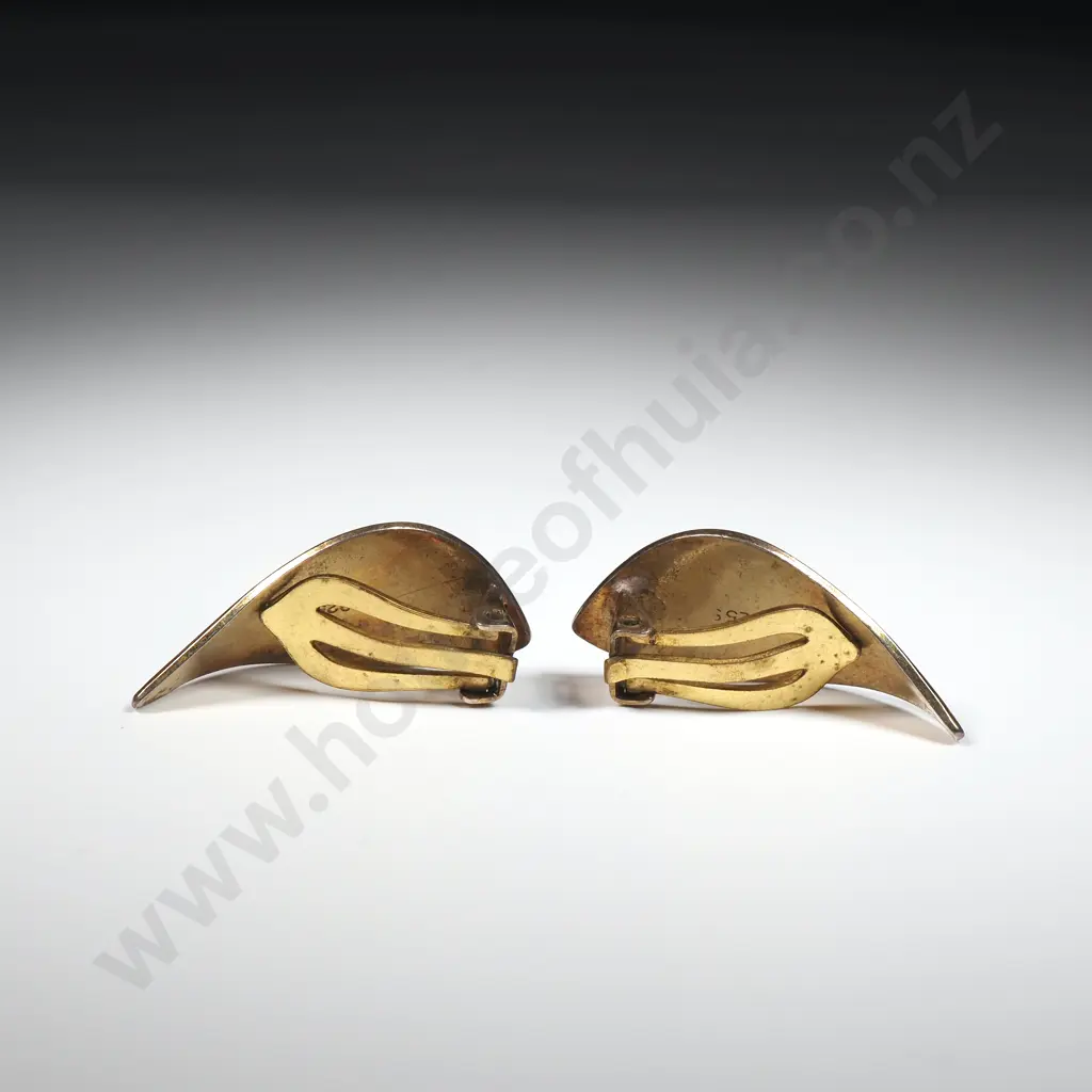 Albert Shcarning Enamel Silver Gilt Clip On Earrings Image 1++