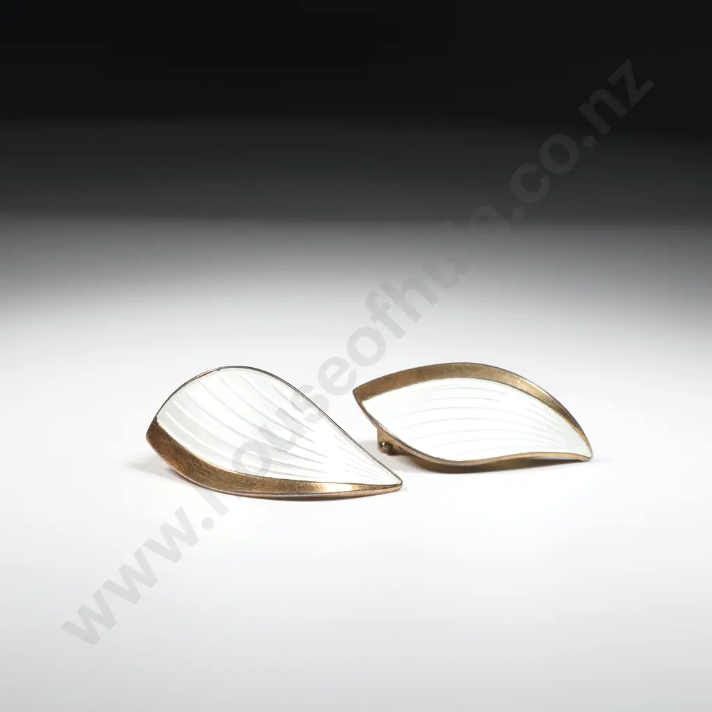 Albert Shcarning Enamel Silver Gilt Clip On Earrings Image 1++