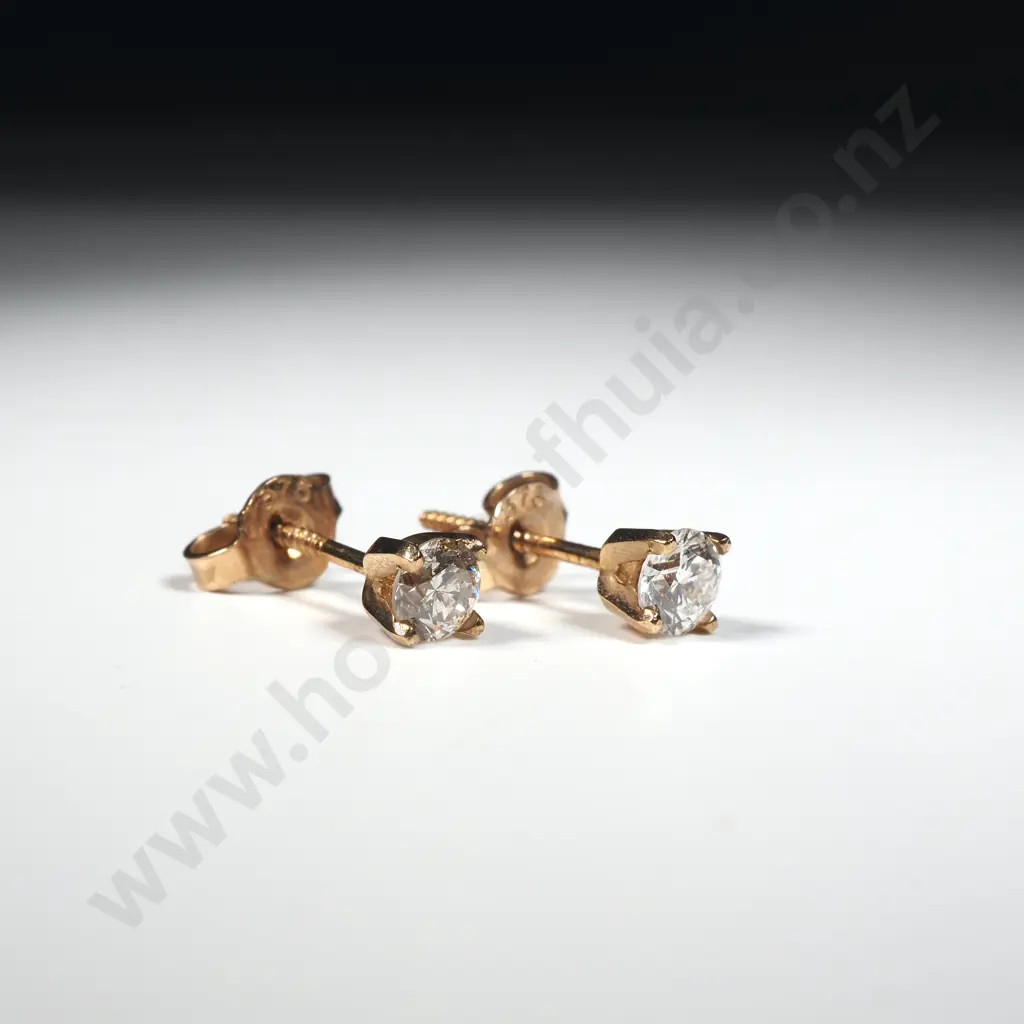 Pair of 9ct Gold & White Stone Earrings Image 1++