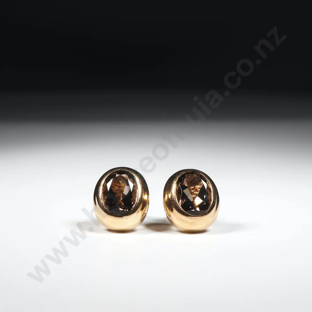 9ct Gold Smoky Topaz Earrings Image 1++