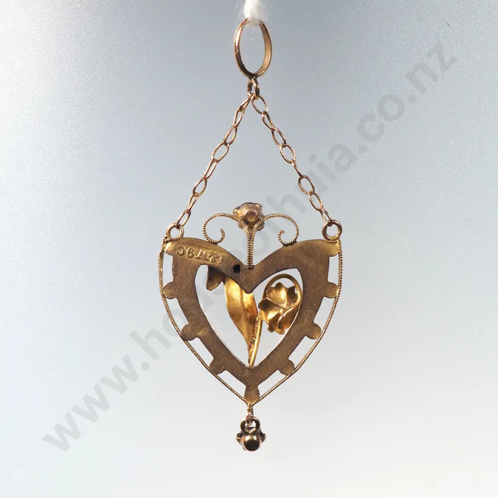 9ct Gold Edwardian Drop Pendant  Image 1++