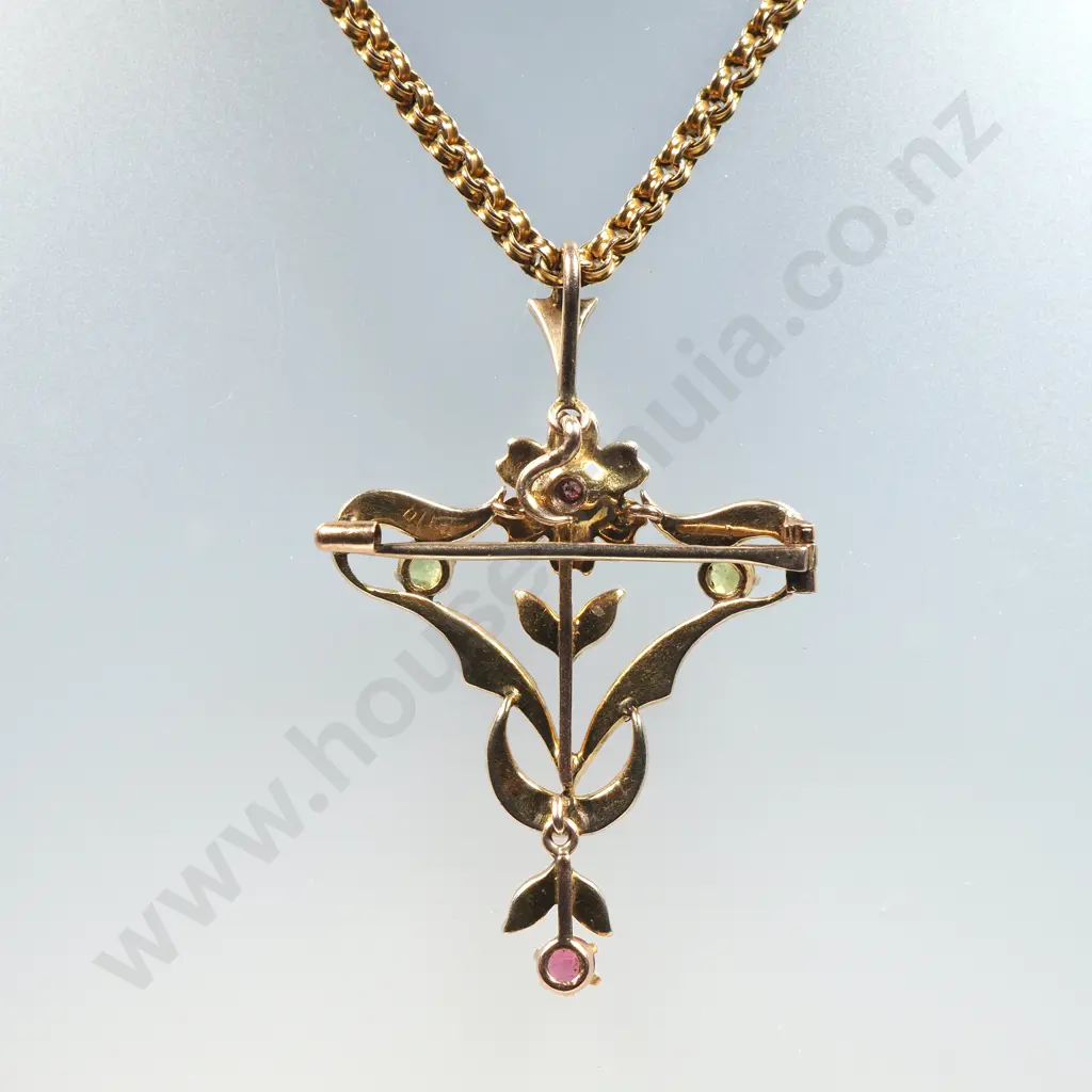 Antique 9ct Gold Edwardian Pendant on Period 9ct Gold Chain Image 1++