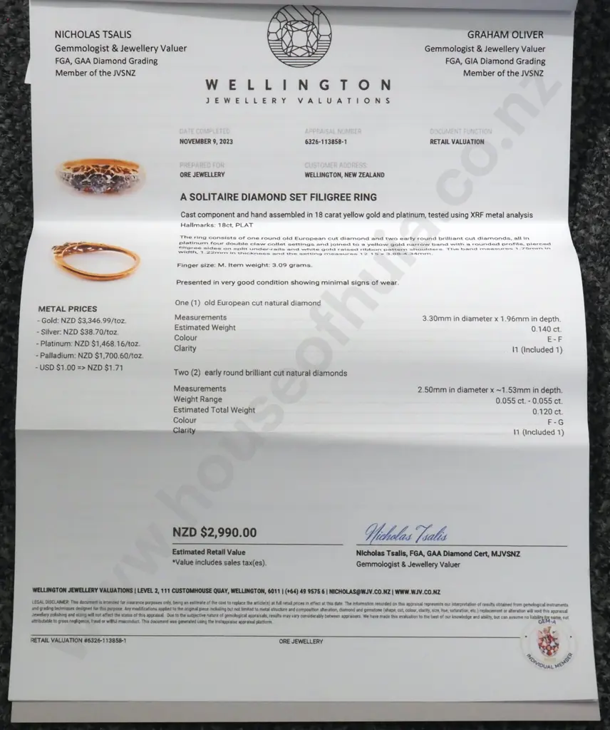 18ct Yellow Gold & Platinum Solitaire Diamond Set Filigree Ring - Valuation  $2,990 Image 1++