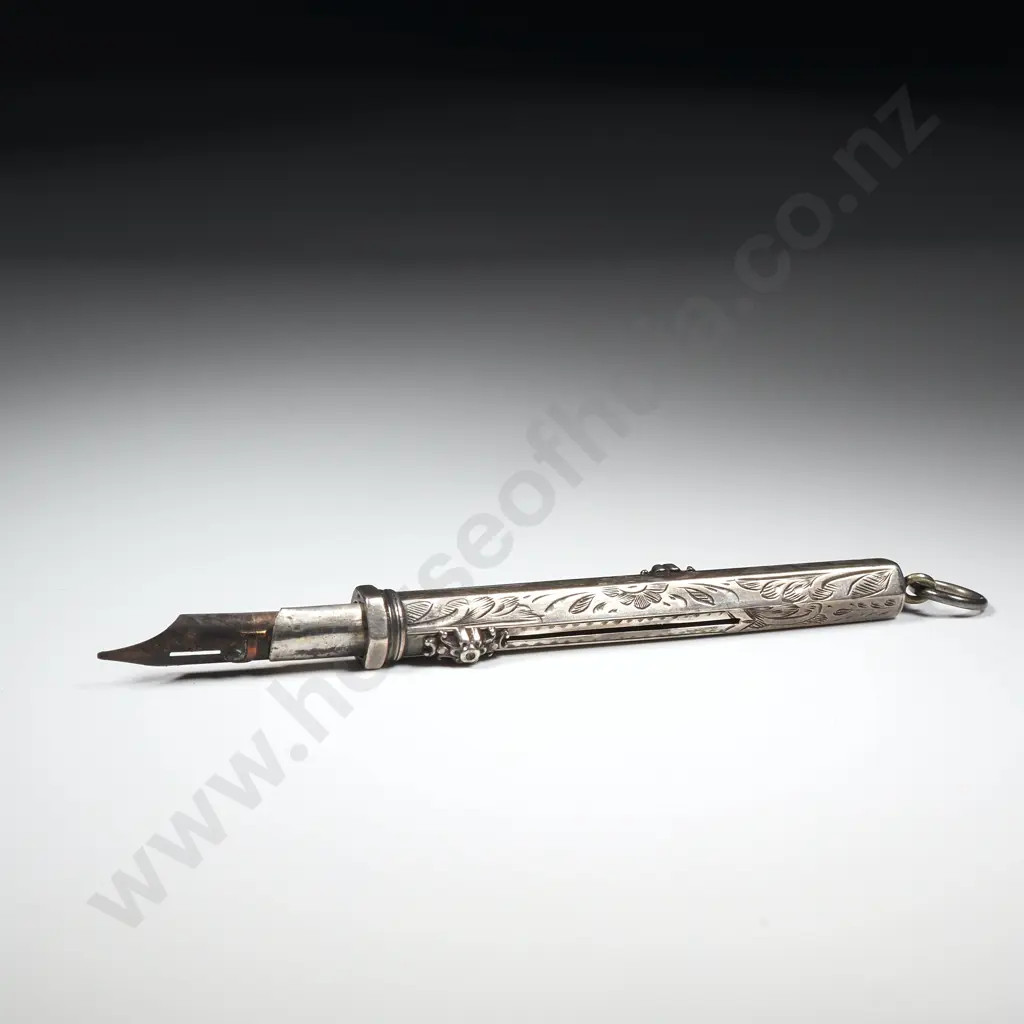 Antique Sterling Silver Quill Pen Pendant Image 1++