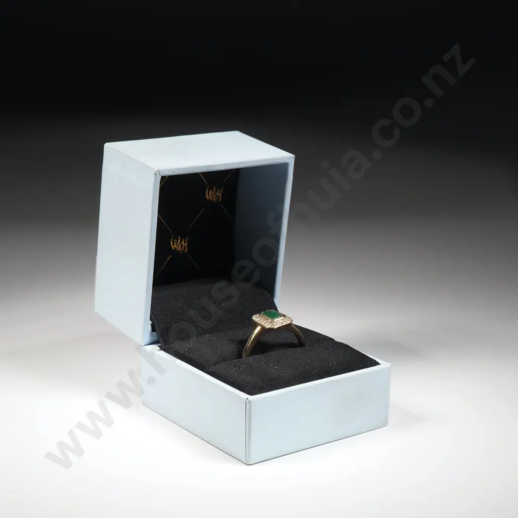 9ct Gold Emerald & Diamond Ring Image 1++