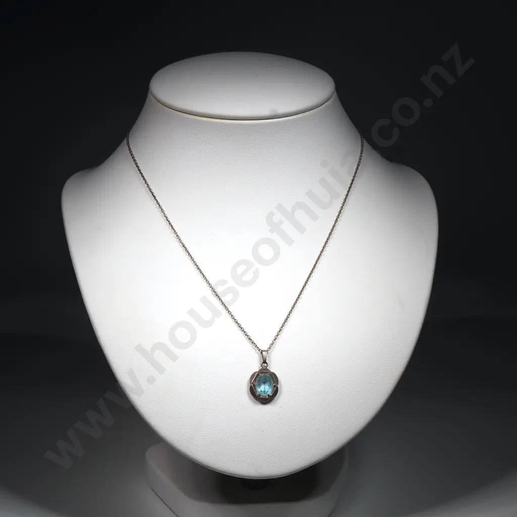 Sterling Silver Blue Stone Pendant Image 1++