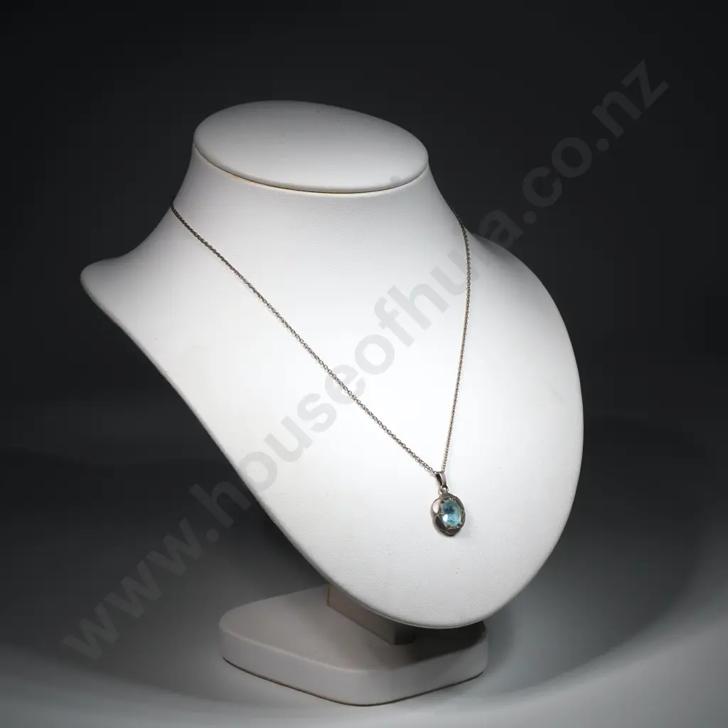 Sterling Silver Blue Stone Pendant Image 1++