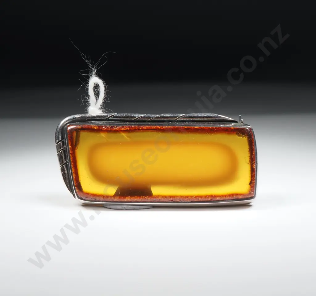 Sterling Silver Amber Brooch Image 1++