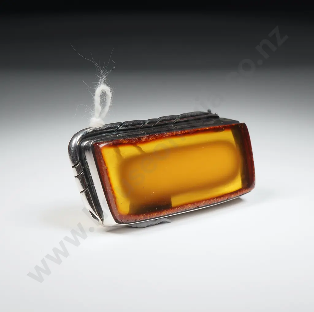 Sterling Silver Amber Brooch Image 1++