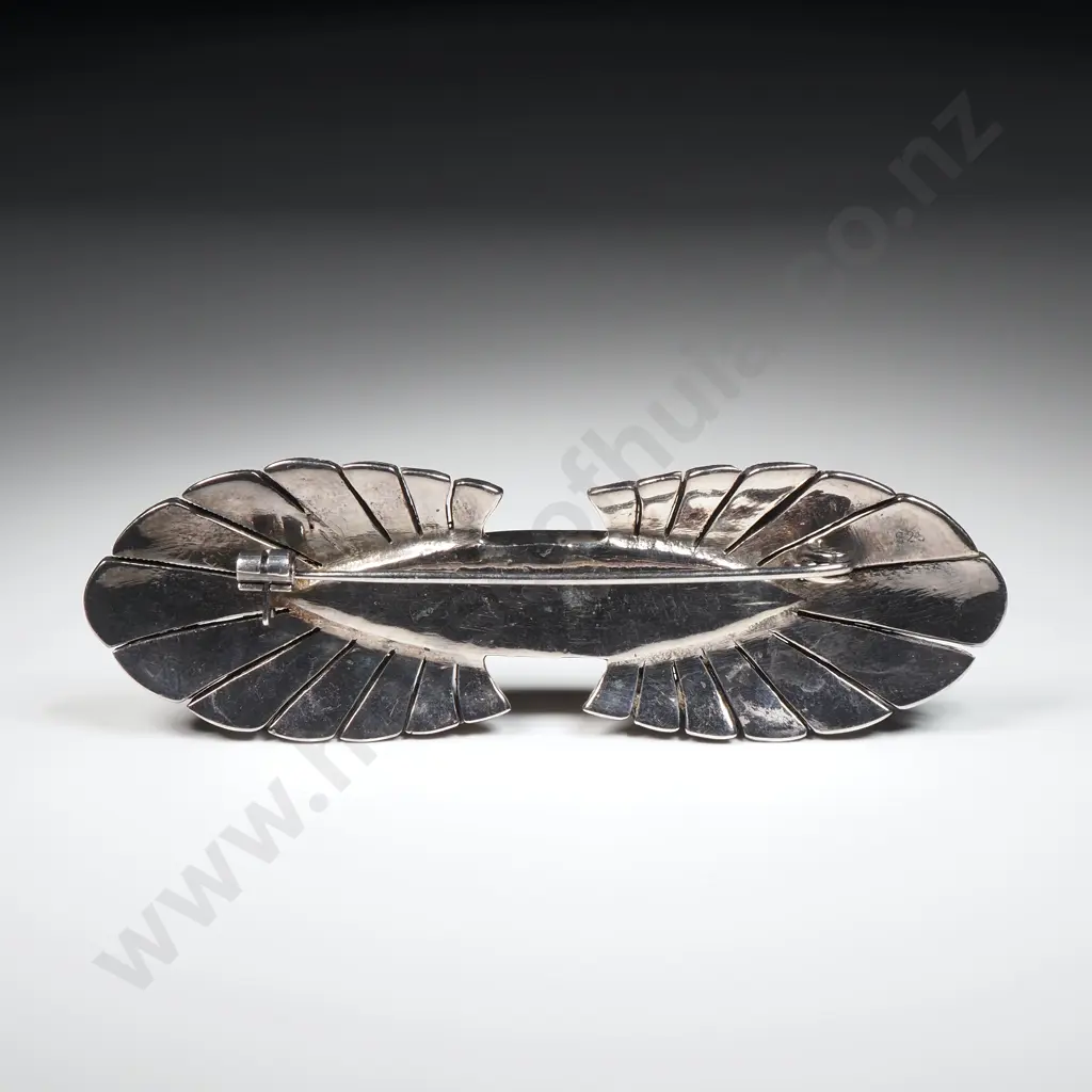 Art Deco Sterling Silver & Marcasite Brooch Image 1++