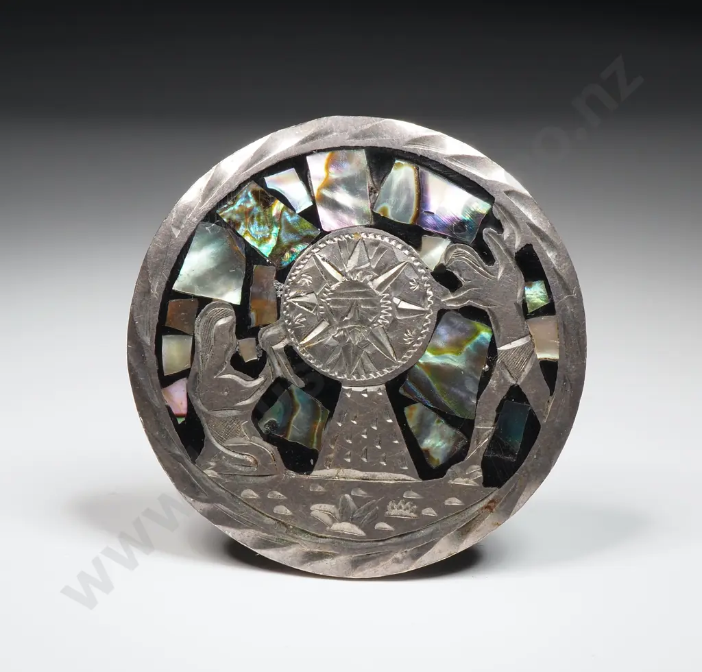 Vintage Taxco Mexican Pendant/Brooch With Abalone Shell Inlay  Image 1++