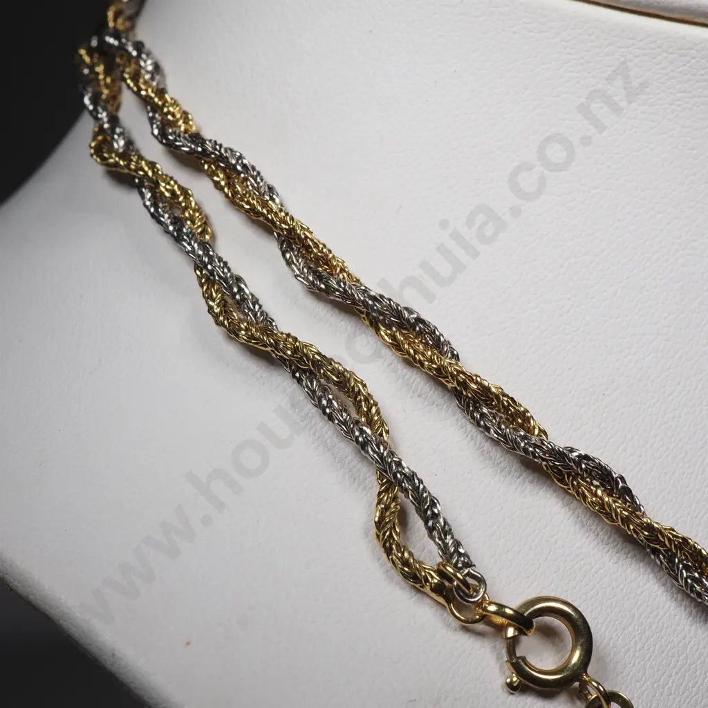 West German Rolled White & Yellow Gold Necklace Image 1++