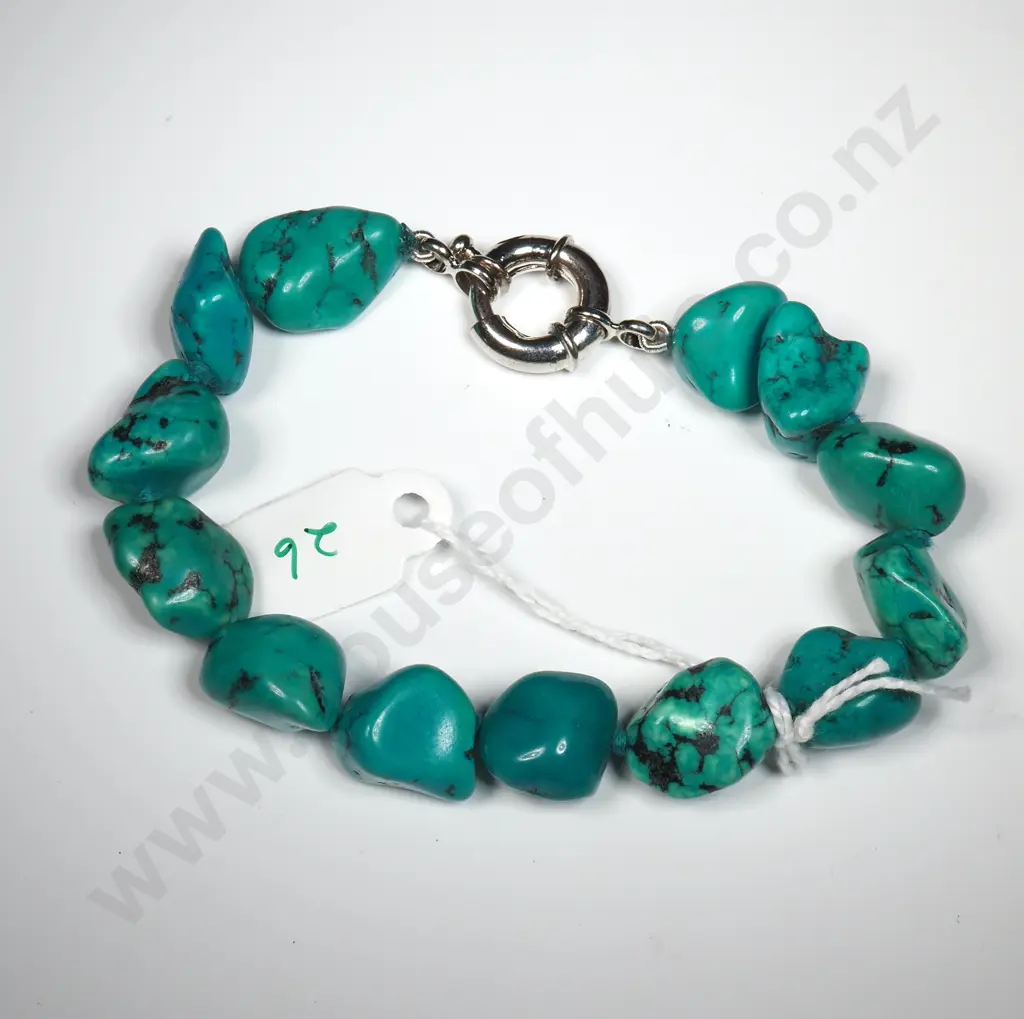 Polished Turquoise Piece Bracelet Image 1++