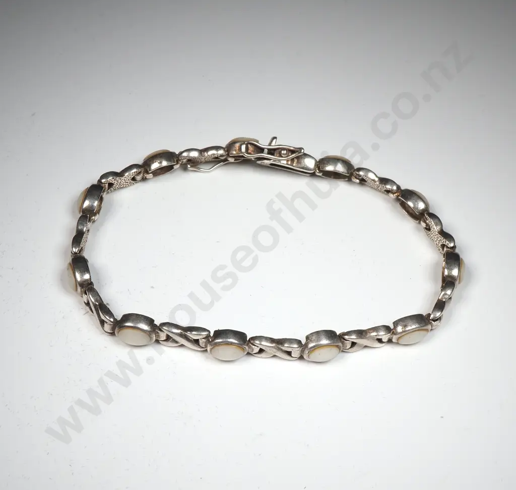 Sterling Silver & White Stone Bracelet Image 1++