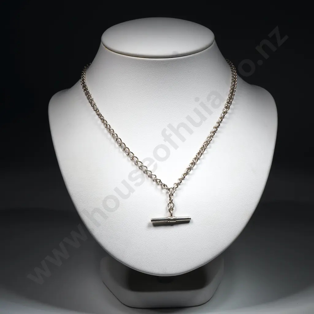 Modern Sterling Silver T Bar Necklace Image 1++