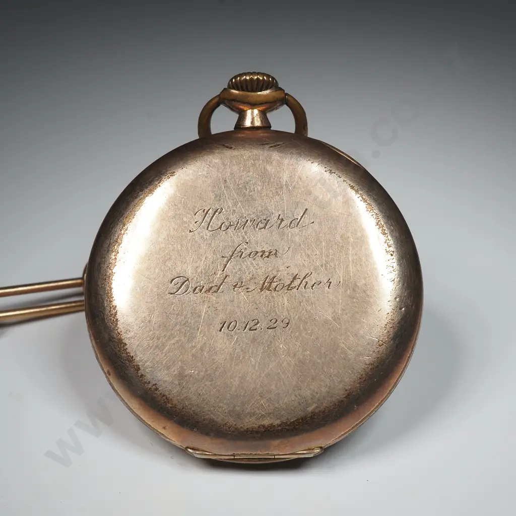 Antique Moeris Rolled Gold Pocket Watch w Rolled Gold Fob Chain Image 1++