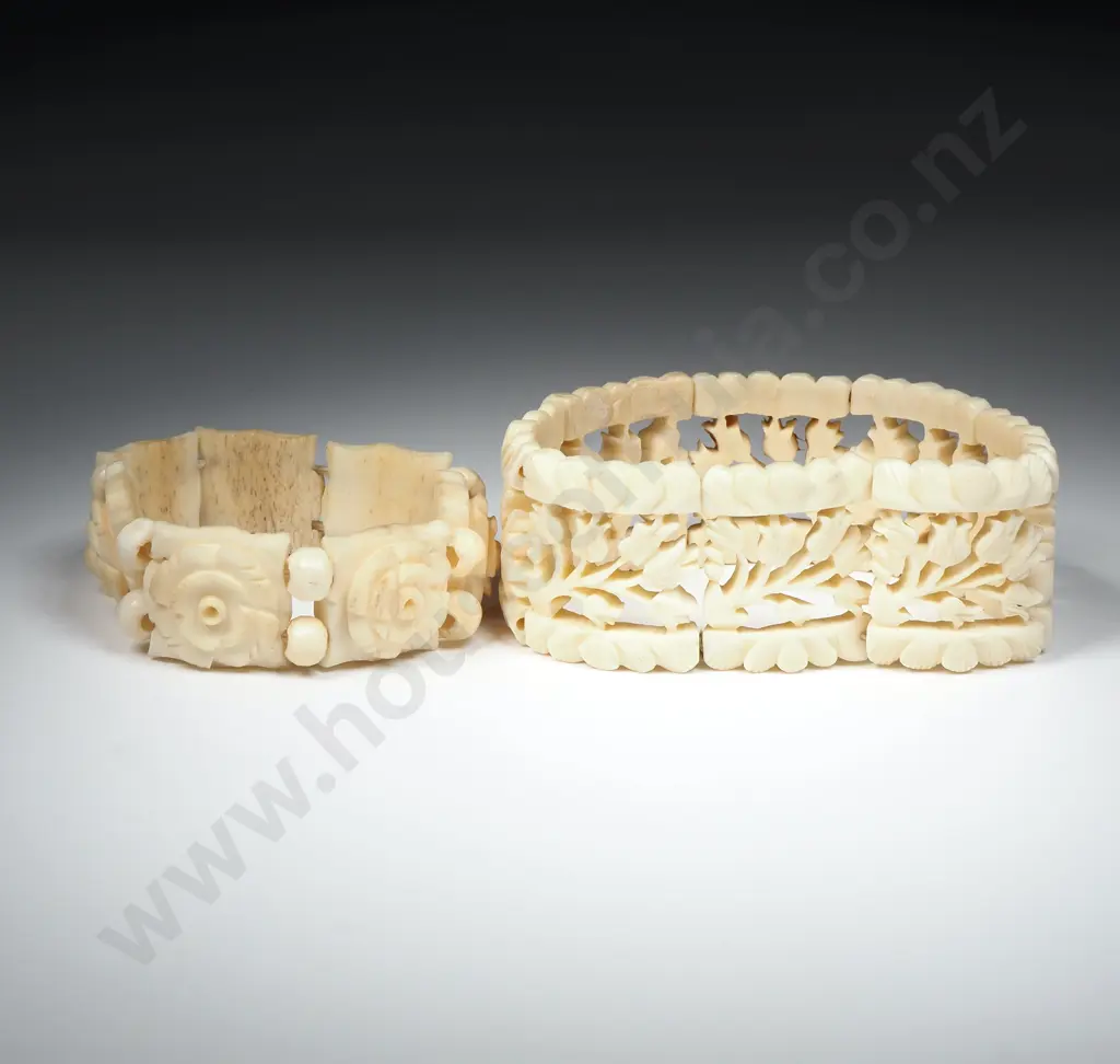 Two Carved Bone Bracelets Image 1++