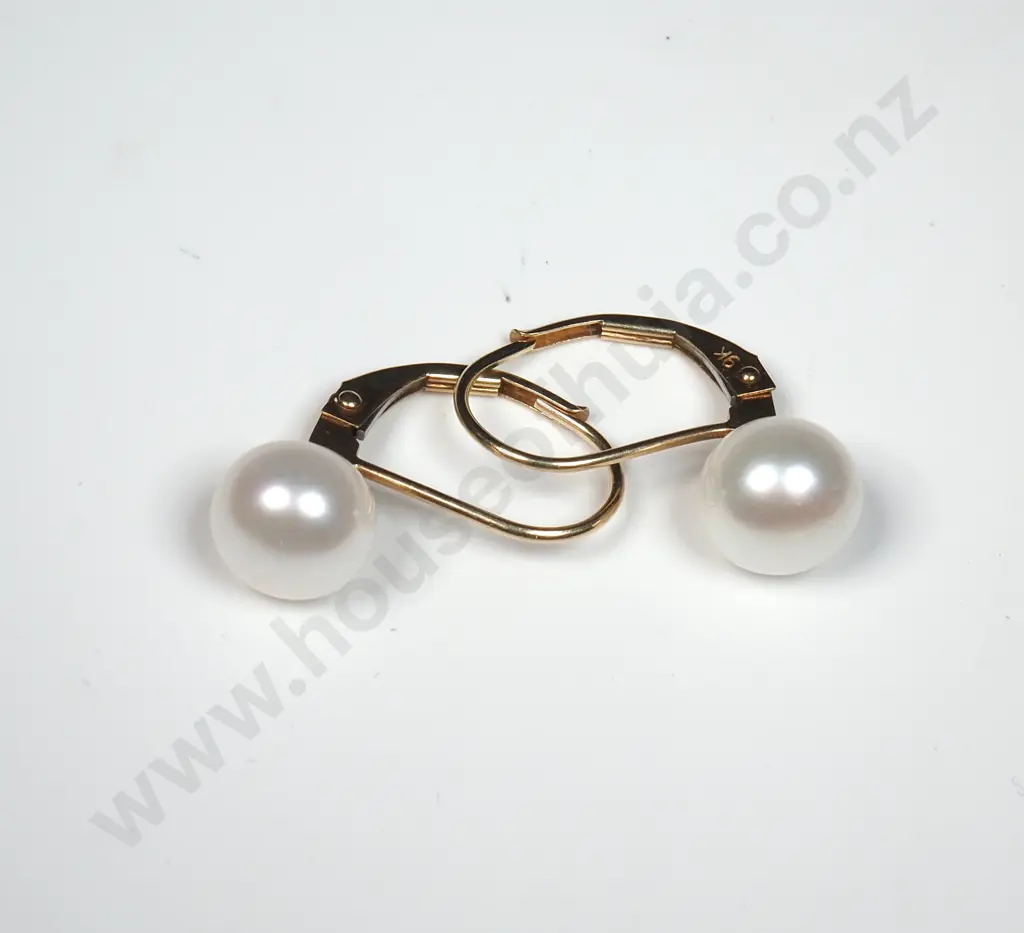 9ct Gold Pearl Earrings Image 1++
