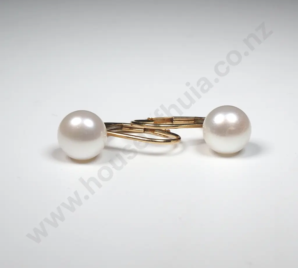 9ct Gold Pearl Earrings Image 1++