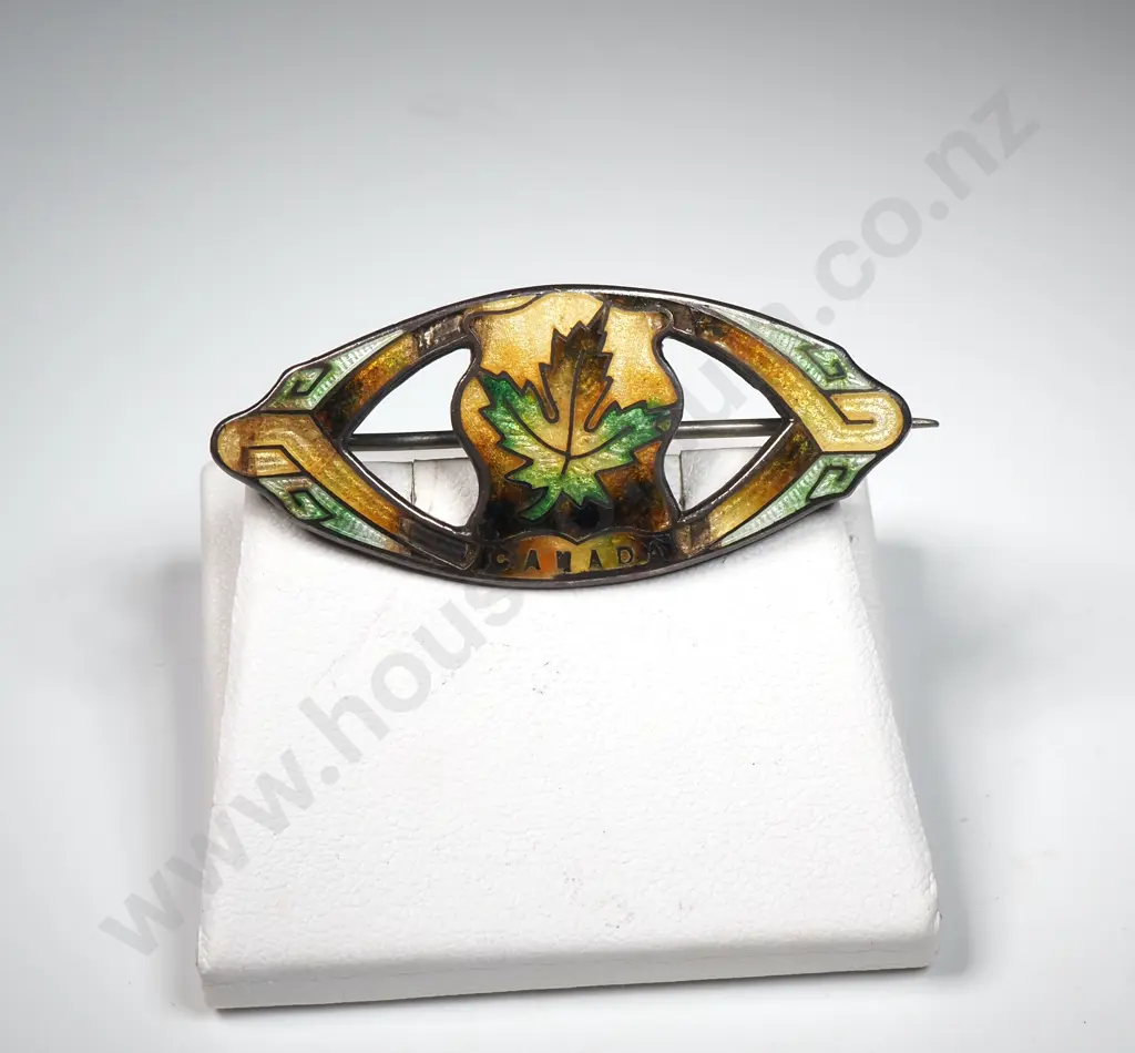 Sterling Silver Enamel Canada Brooch - Some Enamel Loss Image 1++