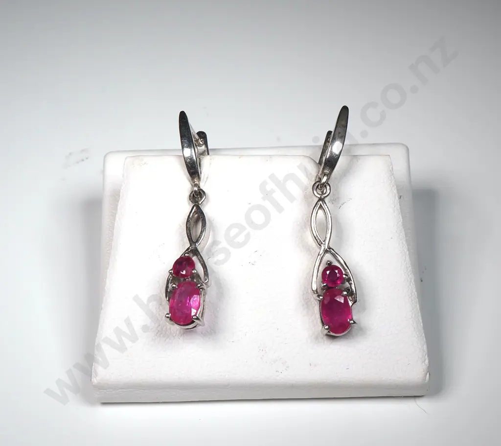Sterling Silver Pink Stone Earrings Image 1++