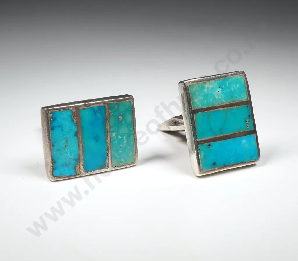 Sterling Silver Blue Stone Cufflinks Image 1++