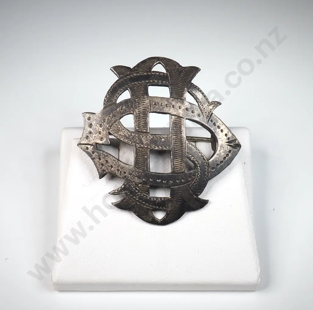 Antique Sterling Silver British Letter Brooch w English Hallmarks Image 1++