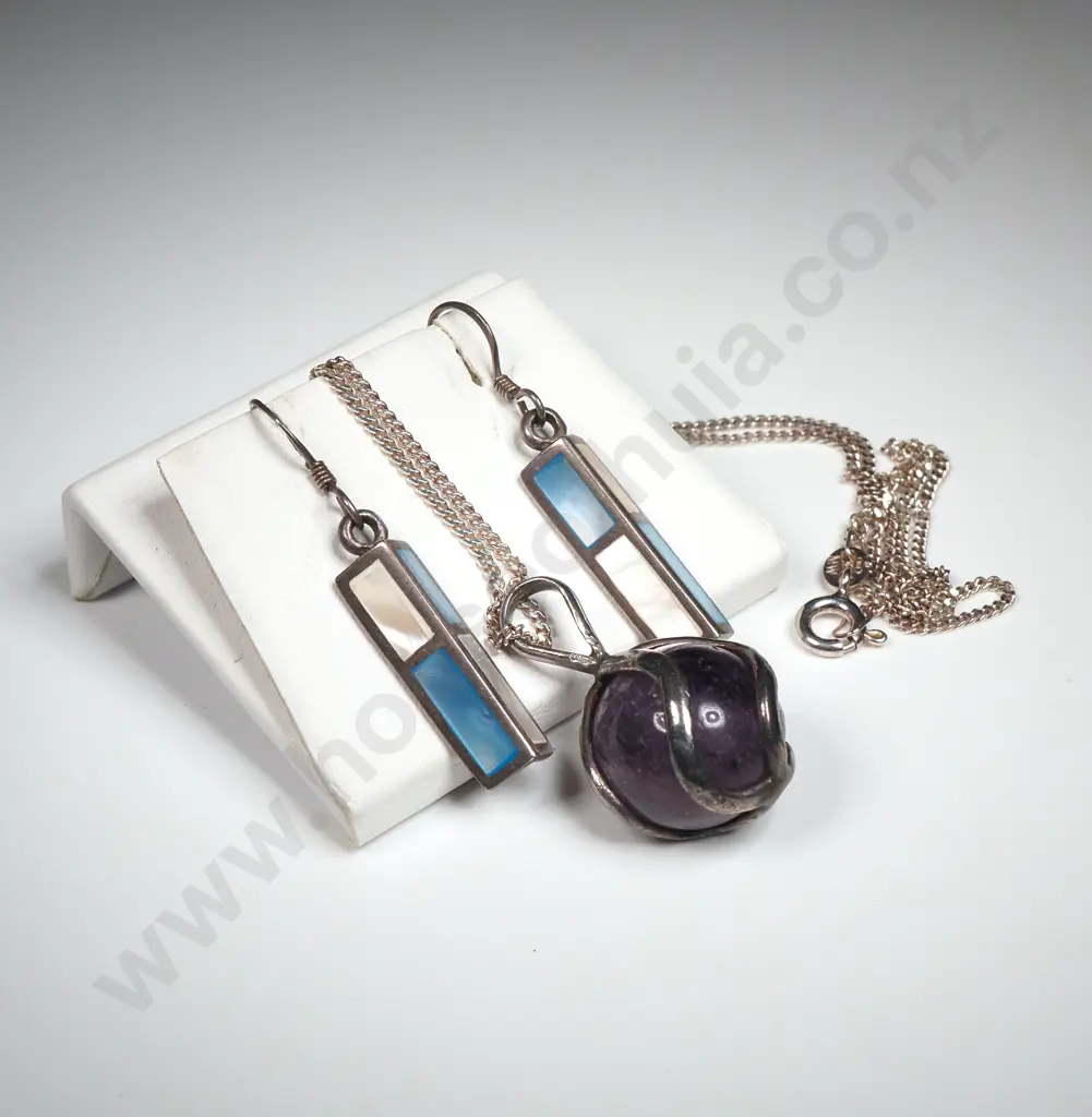 Sterling Silver Pendant & Earrings  Image 1++