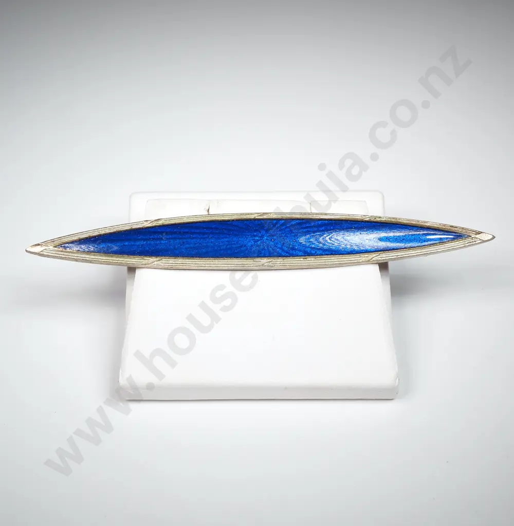 White Metal Blue Enamel Brooch Image 1++