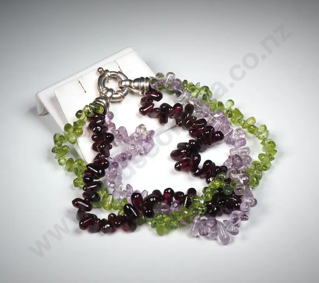 Sterling Silver Clasp Three Stone Bracelet  Image 1++