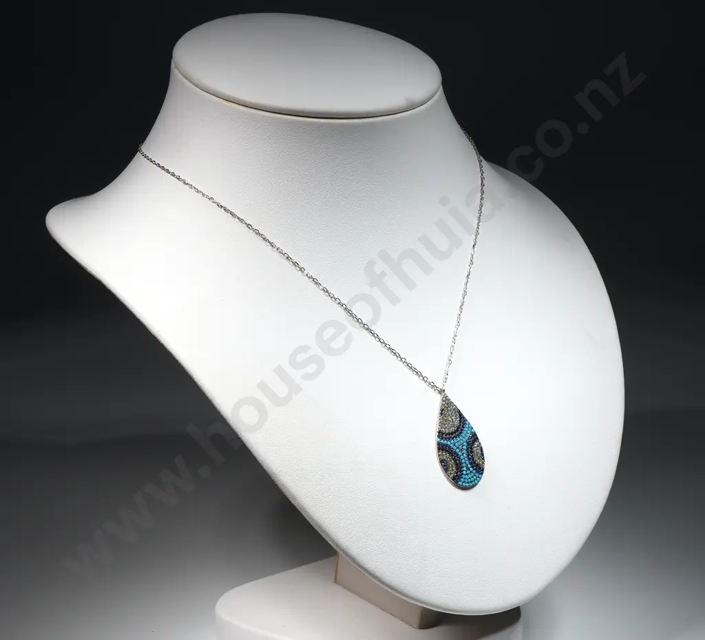 Sterling Silver Colourful Pendant Necklace Image 1++