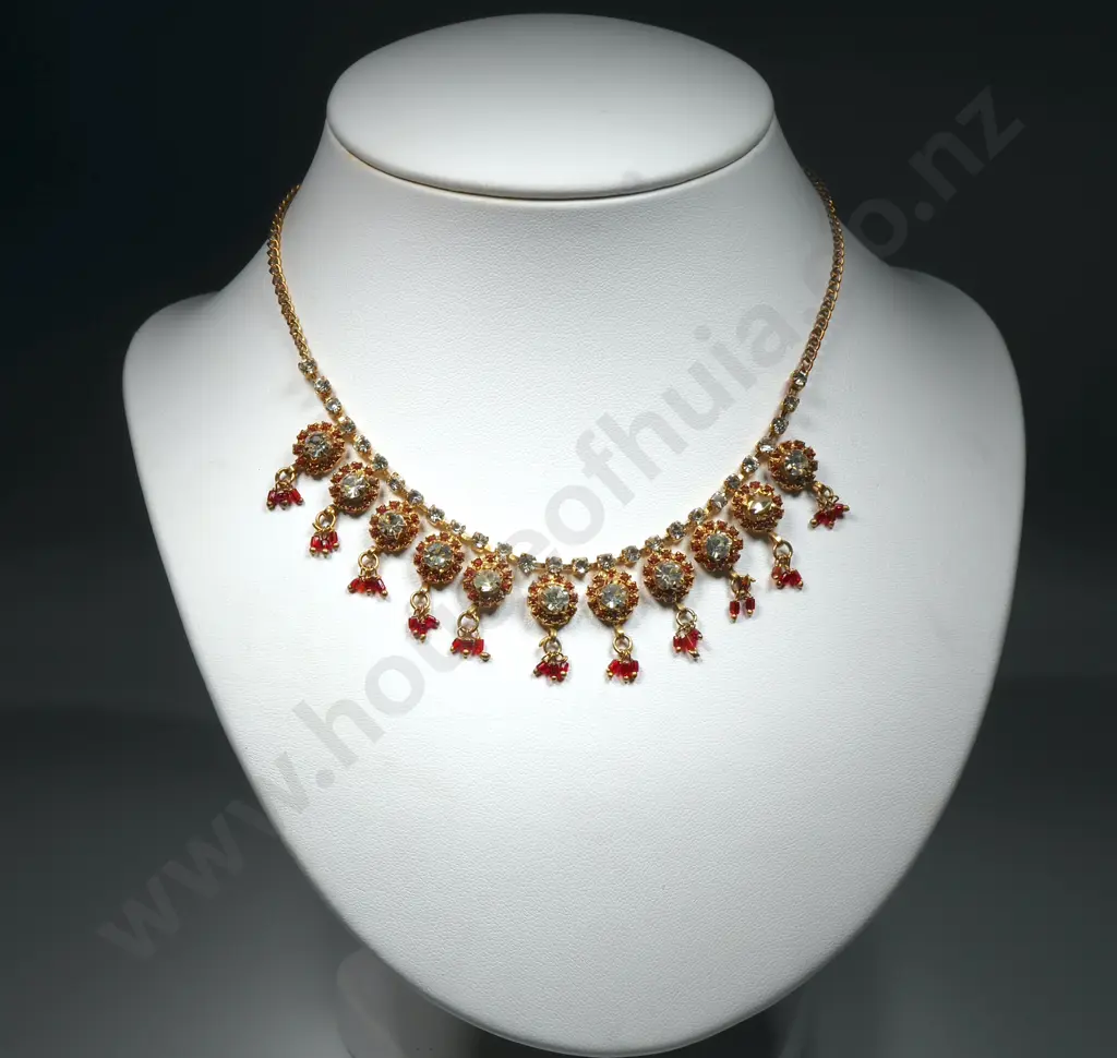 Vintage Angel Jewel/Bead Style & Gold Tone Necklace. Image 1++