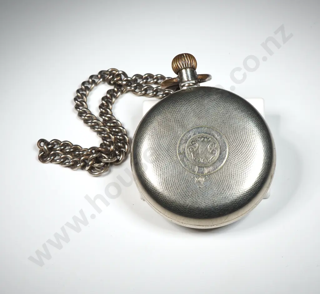 Open Faced Pocket Watch by Wolf Bros Capetown on Base Metal Fob Chain Image 1++