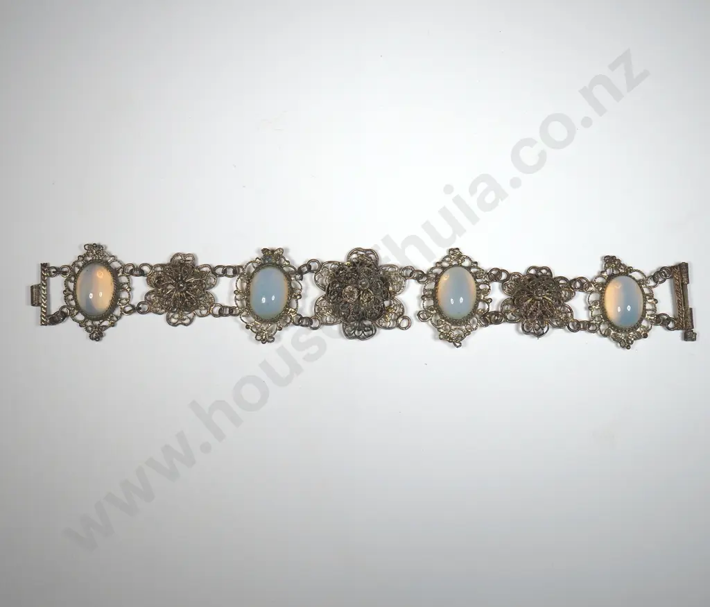 Filigree Bracelet Set w Moonstone Coloured Oval Stone. a/f  Image 1++