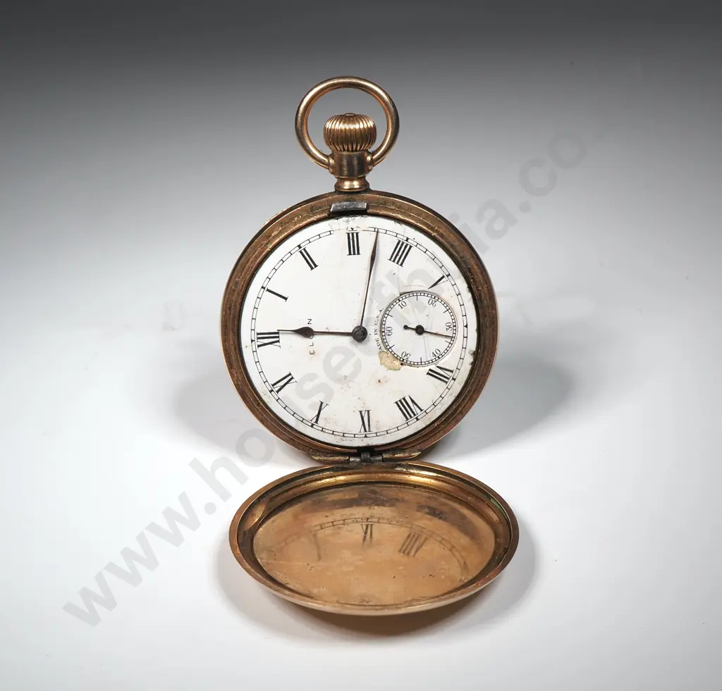 Elgin Gold Plate Hunter Pocket Watch. Image 1++