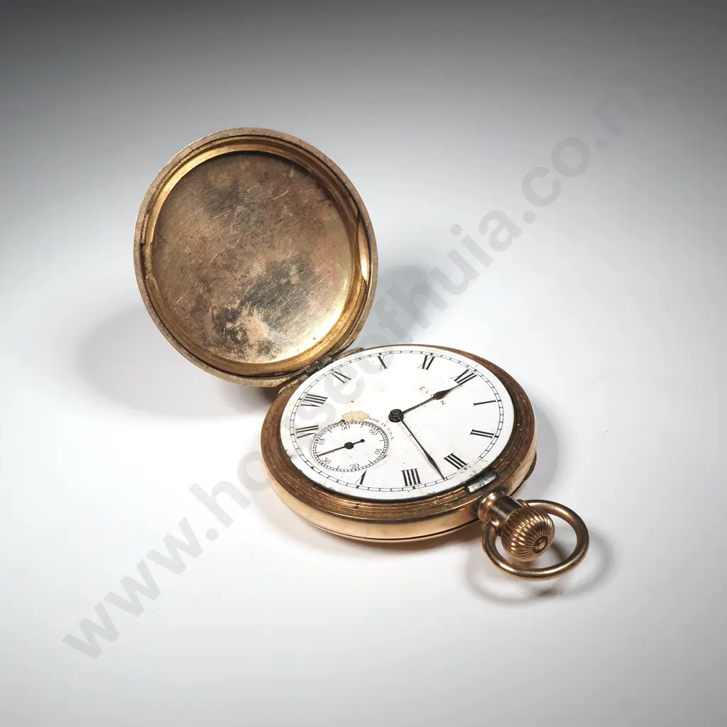 Elgin Gold Plate Hunter Pocket Watch. Image 1++