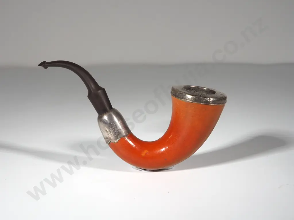Albert Baker & Co Large Pipe w Sterling Silver Fittings: 1906 Image 1++