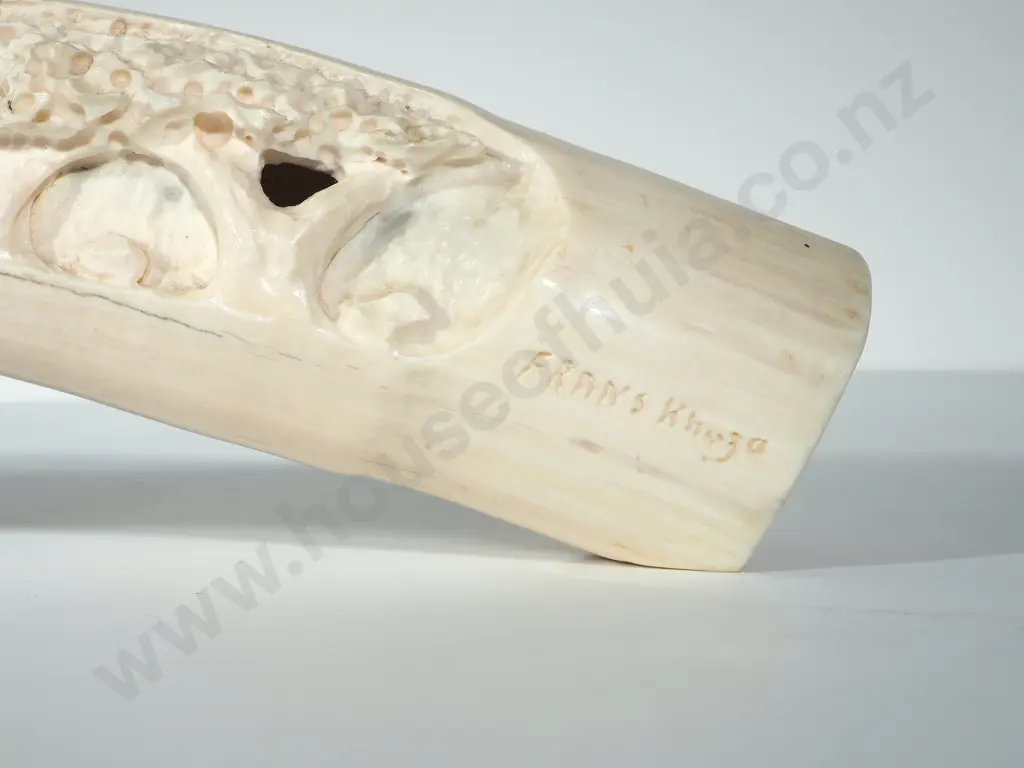 Exceptionally Large Carved Ivory Elephant's Tusk Image 1++