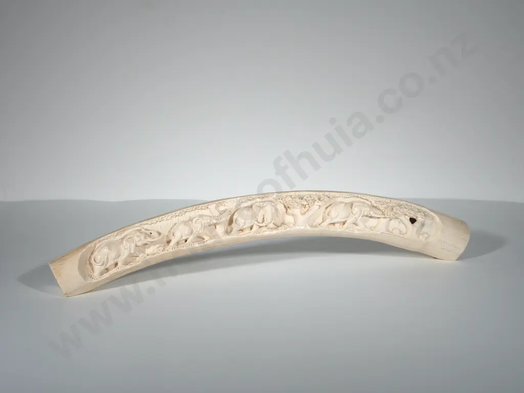 Exceptionally Large Carved Ivory Elephant's Tusk Image 1++