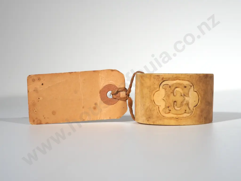 Antique 1914 Historical Elephant Ivory  Napkin Ring Image 1++