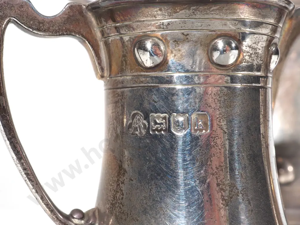 1905 Arts & Crafts Sterling Silver Teapot, Milk Jug, Sugar Bowl Image 1++