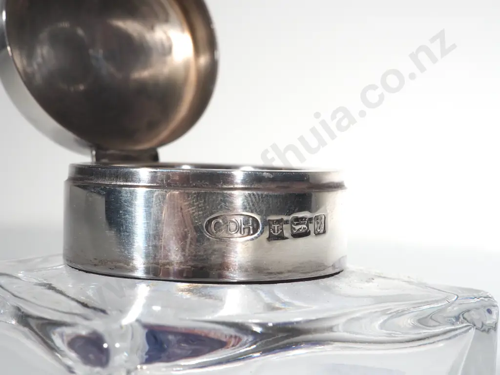 Sterling Silver Topped Crystal Inkwell Hallmarked Chris David Hayward Birmingham 1995 Image 1++