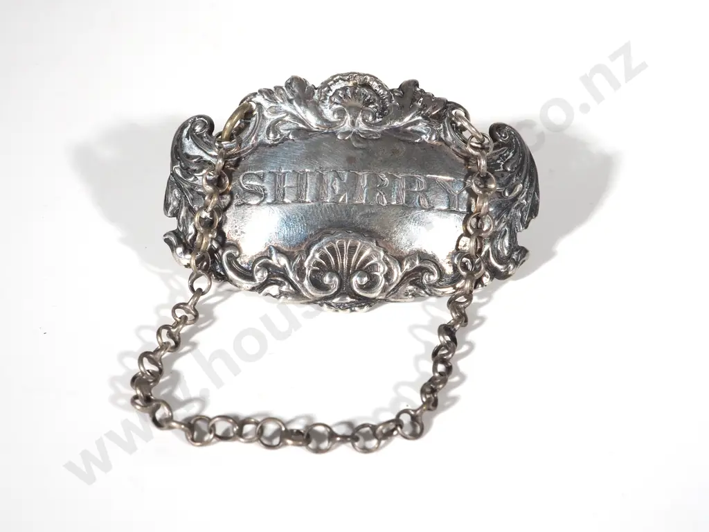 Sterling Silver Hallmarked Sherry Decanter Label Image 1++