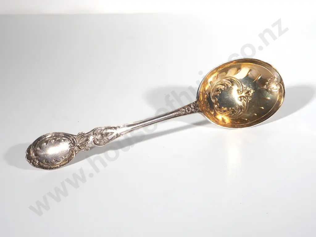 Sterling Silver Hallmarked Ornate Serving Spoon Image 1++