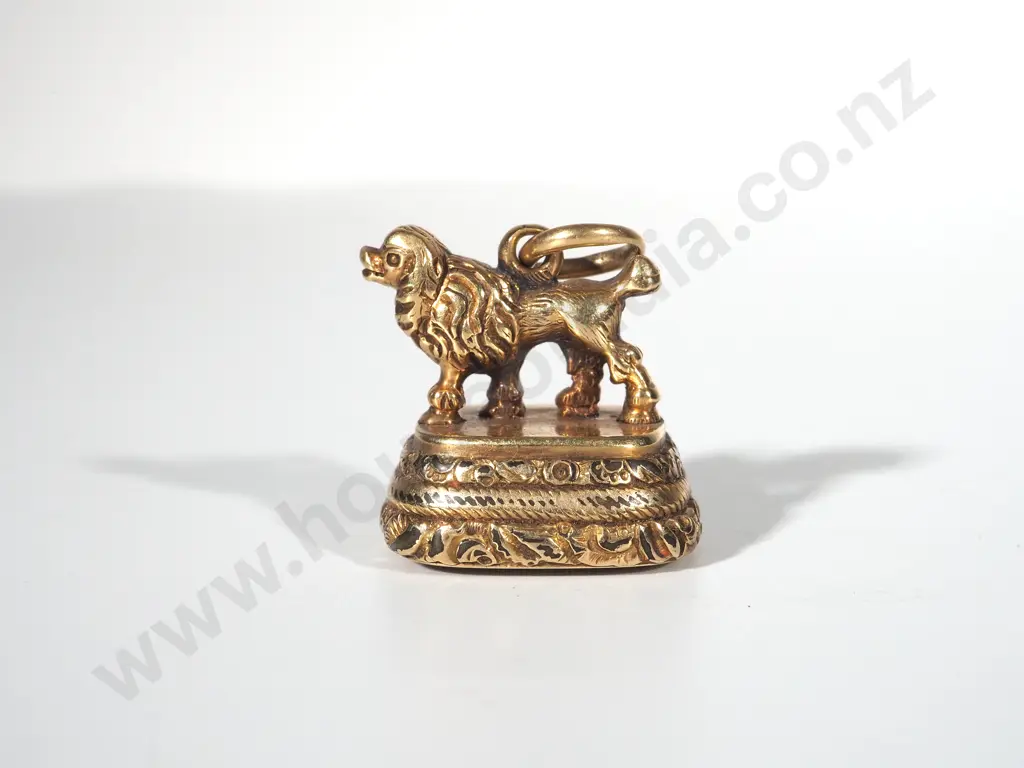 Decorative 15ct Gold Seal w a Dog Atop Image 1++