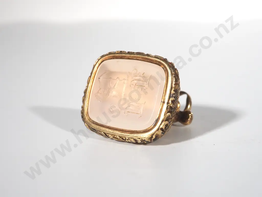 Decorative 15ct Gold Seal w a Dog Atop Image 1++