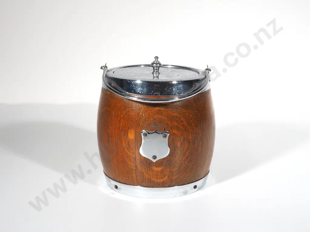 Antique S/P & Oak Biscuit Barrell Image 1++
