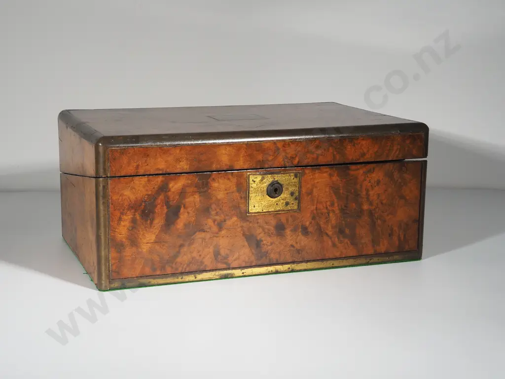 Victorian Brass Bound Burr Walnut Gentleman's Writing Slope Image 1++
